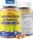 Magnesium Complex Gummies 400mg, Magneisum Glycinate Citrate Malate + Turmeric, GABA, B6 B12, Kava Kava, L-Theanine for Sleep, Calm, Relax, Energy, Magnesium Gummies for Women Men, Vegan, 60 Cts