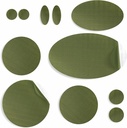 aZengear Patches de reparación para chaquetas, Tent, Shoe Toe, Air Mattress, Inflatables, PVC Gear - impermeable, autoadhesivo, Tear-Cold-Heat-Resistant, Down Puffer Coat (11 Pcs, Olive)