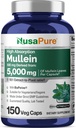 NusaPure Mullein Leaf Capsules 10:1 Extracto, 500 mg Equivalente a 5.000 mg por Veggie Caps - 150 Conde - Verbascum Thapsus (No-GMO, Vegan) Suplemento dietético