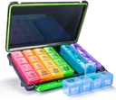 Organizador semanal de píldoras, caja de 7 días (4-Times-A-Day) Portable for Travel with Moisture-Proof Design Pill case to Pills/Vitamin/Fish Oil/Supplements