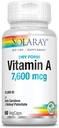 Solaray, Forma seca Vitamina A, 7.500 mcg, 60 VegCaps