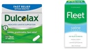 Dulcolax Fast Relief Suppositorios Laxantes Medicados Fast Relief, Rectal Use Only, Bisacodyl, 10 mg &amp; Fleet Laxative Saline Enema for Adult Constipation, 4.5 fl oz, 4 Botellas
