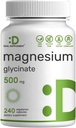 Magnesium Glycinate 500mg, 240 Veggie Capsules | 100% Chelated for Easy Absorption | Essential Mineral Supplement for Muscle, Sleep, & Heart Health*
