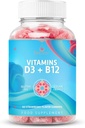 BeLive Vitamina D3 Gummies con vitaminas B12 - 60 Ct I I Immune Support Gummies with Vegan Vitamin B12 & D3, Proporciona Bono mejorado y fuerza muscular, salud cardíaca y energía - sabor a fresa