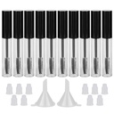 GTHER 10PCS 10ML Empty Mascara Tube Bottle with Eyelash Wand, Rubber Inserts &amp; Funnels Set for Castor Oil/Growth Oil, DIY Cream Container with Cap, Black