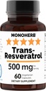 Trans Resveratrol 500 mg - 60 Veg Capsules tención 250 mg por cápsula - Tamaño de servicio 2 cápsulas: 500 mg - 30 Actuaciones