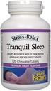 Stress-Relax Chewable Tranquil sueño por factores naturales, suplemento de sueño, sabor de frutas tropicales, 60 tabletas
