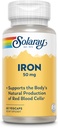 SOLARAY Iron Capsules 50mg - Suplemento de Hierro para Mujeres y Hombres w/Parsley y Amarillo Dock Root, soporta la producción natural del cuerpo de células de sangre roja, garantía de 60 días, 60 Servimientos