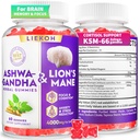 Ashwagandha Gummies - Organic Ashwagandha & Lions Mane Gummies for Adults with 4 Adaptogenic Herb for Stress, Cognitive &amp; Immune Support Todd Cortisol Supplements for Women &amp; Men, Berry Flavor - 60 Counts