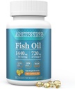Fish-Oil Omega3-Fatty Acids-Supplement Small-Softgels - 180Count 1440mg para los ojos sanos del cerebro del corazón Soporte Alto EPA DHA Fácil de Tragar