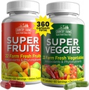 Country Farms Fruits and Vegetables Suplemento, 180 Fruit and 180 Veggie Capsules, Verdes y Rojos Empaquetados con Superfoods, potentes antioxidantes, 60 Servings
