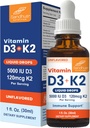 Sandhu's Vitamin D3 K2 Drops for Adults TEN 5000 IU D3 Liquid, 120mcg K2 Suplemento 1 Fl Oz (Pack of 1) TEN D3K2 Supports Superior Absorption, Energy, Immune, Muscle Health for Men &amp; Women