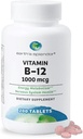 Suplementos de energía de Splendor de la Tierra, con vitamina B12, sin color artificial o sabor, sin gluten, soporte de metabolismo energético (1000mcg, 200 Tablets)