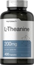 Horbäach L Theanine | 200mg | 400 Capsules | Value Size | Non-GMO, Gluten Free Supplement