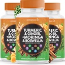 Turmeric Moringa 50000mg Suplemento Silencio Ginger Boswellia 3000mg Saffron 2000mg Holy Basil- Joint Support Suplemento para Mujeres y Hombres con Ceyl Cinnamon, Quercetin, Tart Cherry- 360 Conde