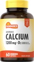 Sundance Calcio 1200 mg con Vitamina D3 5000 UI ANTE 60 Softgels Absorbable ← No GMO &amp; Gluten Suplemento Gratis