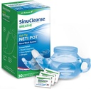 SinuCleanse Soft Tip Neti Pot Nasal Wash System, Alivia la Congestión Nasal Debido a la gripe fría, aire seco, alergias, 30 Packets Saline All-Natural, Hecho en EE.UU.