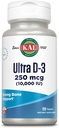 KAL Ultra Vitamina D3 10000 UI 250 mcg, High Potency Vitamin D Tablets, Calcium Absorption, Bone Health and Immune Support Suplemento, Rapid Disintegration D-3 ActivTabs, 120 Servings, 120 Tablets