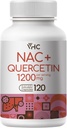 VHC NAC Suplemento, Acetyl L-Carnitine1200mg Plus Quercetin, Optimum Dose (1200mg + 100mg), 2 en 1 Dual Action Formula N-Acetyl-L-Cysteine con Quercetin, para Respiratory, Liver, Immune, Made in USA