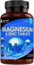 Suplemento de magnesio Magnesio y Zinc Suplemento (6 meses de suministro) Magnesio de alta Absorbencia & Zinc - Huesos musculares & función de inmunológico saludable - Vegano, no GMO, libre de gluten - 365 pequeñas tablas