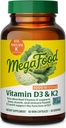 MegaFood Vitamina D3 5000 UI (125 mcg) - Suplementos Vegetarianos con Vitamina D3 K2 - Soportes Huesos, Dientes, Musculos & Immune Health - Certified Non-GMO - 60 Mini Capsules, 60 Servimientos