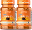 Pride Premium Lutigold Lutein Carotenoid 20mg con Zeaxanthin para Hombres y Mujeres, Suplemento dietético para el apoyo a la salud ocular, 8 Month Supply, 120 Easy-to-Swallow Softgels, 2 Pack