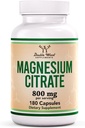 Citrate de magnesio 800mg, 180 cápsulas, soporte para el estreñimiento, seguro vegano, no transgénico, suplementos de madera doble