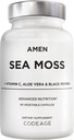 Amen Sea Moss Suplemento - 1000mg Organic Irish Sea Moss, Bladderwrack, Burdock - Vitamina C, Aloe Vera, Black Pepper - Seaweed Superfood, Vitaminas, Minerales y Antioxidantes - Non-GMO - 90 cápsulas