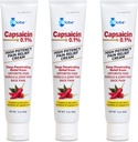 Globe (3 Pack) Capsaicina 0,1% Crema de alivio de dolor de alta potencia, sin olor (2 oz) Alivio de penetración profunda de: Artritis, músculo, unión y dolor de espalda