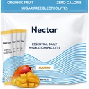 Embalajes de hidratación Nectar - Electrolitos Embalajes de polvo - Sugar Gratis > 0 Calorie - Fruto orgánico Líquido diario IV Hidrata para Alivio de Deshidratación & Rehidratación Rápida (Mango 18 Pack)