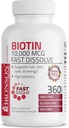 Bronson Biotin 10,000 MCG Lozenges Fast Dissolve High Potency Supports Hair, Skin & Nails Mixed Berry Flavor - Non-GMO, 360 Vegetarian Lozenges