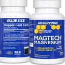 MagTech Magnesium Supplement - 3 Forms of Magnesium: Magtein L-Threonate, Glycinate & Taurate - Complejo de Magnesio Chelated de 200 mg - Supports Relax &amp; Brain Health - 180 Capsules
