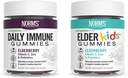 Las granjas de Norm Daily Immune y ElderKids Elderberry Gummies - Vitamina C, Zinc & Probiotics - Vegan, Gluten Free, Kosher, Non-GMO - 120 Gummies