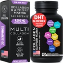 Age Defense Beauty Collagen Matrix - 2000mg Multi Collagen Biotin Keratin Hyaluronic Acid Saw Palmetto Vitamin C Complejo Suplemento - DHT Blocker for Men &amp; Women for Hair Growth - 90 Gorros libres de gluten