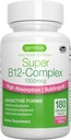 Igennus Sublingual Vitamina B12 Complejo 1000mcg, Metilcobalamina metillaminada, Adenosylcobalamin & Hydroxocobalamin, Alta absorción &amp; Limpia, 180 Servimientos, Libre de azúcar &amp; Vegan
