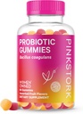 Pink Stork Probiotic Gummies for Prenatal " Postnatal Women - Probiotics for Digestion, Morning Sickness, pH Balance, Gut Health, Immune Support - 60 Probiotics Libres de Azúcar - 5 Billion CFUs