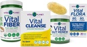 Planeta Vital - Kit completo de limpieza interna del cuerpo con programa Vital Cleanse 14-Day 2-Part, Vital Fiber, Vital Gut Renew y Vital Flora Probióticos con Prebióticos, 4 Productos en uno