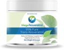 Mega Resveratrol Powder, Grado Farmacéutico, 99% Puro Micronized Trans-Resveratrol, 60 Grams Powder, Purity Certified. Excipientes libres.