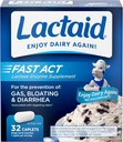 Lactaid Fast Act Lactose Intolerance Caplets with Lactase Enzyme, 32 Travel Packs de 1-ct.