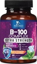 B Complejo de vitaminas cápsulas - con vitamina B12 B6 B100 C Biotin Folate & ácido fólico - Suplemento para el corazón, cerebro, &amp; soporte nervioso - Super Completo B-Complex para Immune & Energy Support - 60 cápsulas