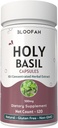 Hoja de Basil Santo Capsules 500mg ← Concentrado 10:1 Extracto Ocimum tenuiflorum Herbal Suplemento Silencio No-GMO, Libre de gluten Silencio Fácil de Tragar (120 Conde (Pack de 1))