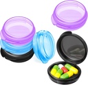 Patelai 6 Packs Small Pill Organizer Box, Travel Pill Container Portable Daily Mini Medicine Case Holder for Pocket Purse Briefcase Travel Medicine Cod Liver Oil Storage Box (Black, Purple, Blue)