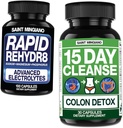 15 días de limpieza Ø Colon Detox con laxante natural - con - Rapid Rehydr8 Electrolyte Suplementos Prevención de calambres y apoyos musculares resistencia y recuperación - 100 cápsulas
