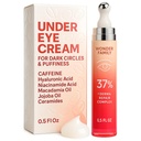 Caffeine Under Eye Cream for Puffiness and Bags Under Eyes - Roller for Puffy Eyes and Dark Circles Under Eye Treatment for Women, Hombre - Hyaluronic Acid and Niacinamide Serum - Face Puffiness Reducer
