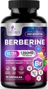 Berberine HCL 1200mg Supplement - Berberine HCI Capsules High Absorption Supplement for Heart Health & Immune Support, High Strength, Gluten-Free, Vegan, Non-GMO Pills - 60 Veggie Capsules