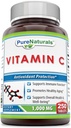 Naturales puros Vitamina C, 1000 mg 250 Tabletas -Apoyos Función inmunitaria* -Apoyos Salud general y bienestar* -Promociones Envejecimiento saludable*