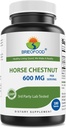 Brieofood Horse Chestnut Extracto 600 mg por Serving - 180 Tablets - laboratorio de 3er partido Tested for Purity & Quality - Supports Healthy Circulation & Fluid Balance in The Legs*