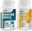 Suplemento Complejo de avance de magnesio " Vitamina D3 K2 con MCT Oil 60 Softgels  durable Bone, Heart, Muscle " Nervous System Support - Non-GMO