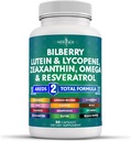 NUEVA AGE Salud Ocular Vitaminas con Luteina de Fresa &amp; Zeaxanthin Lycopene Resveratrol Grape Semillas Astaxanthin - Ojo Vitamina - 60 Con