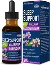 Valerian Sleep Support Drops, Gotas de Pasiflora y Valeriana y Lavanda para Dormir Profundamente rapido. Flores de Pasión &amp; Lavender Extracto Tintura Líquida para el sueño rápido y sonoro. 2oz